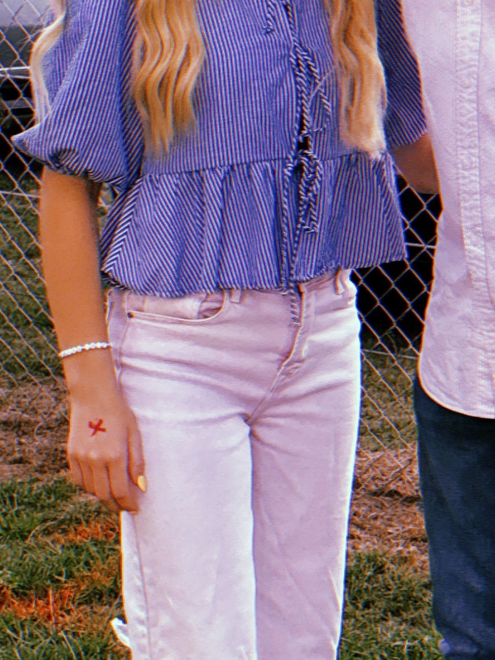 SHEIN Blue Striped Peplum Button-Front Blouse